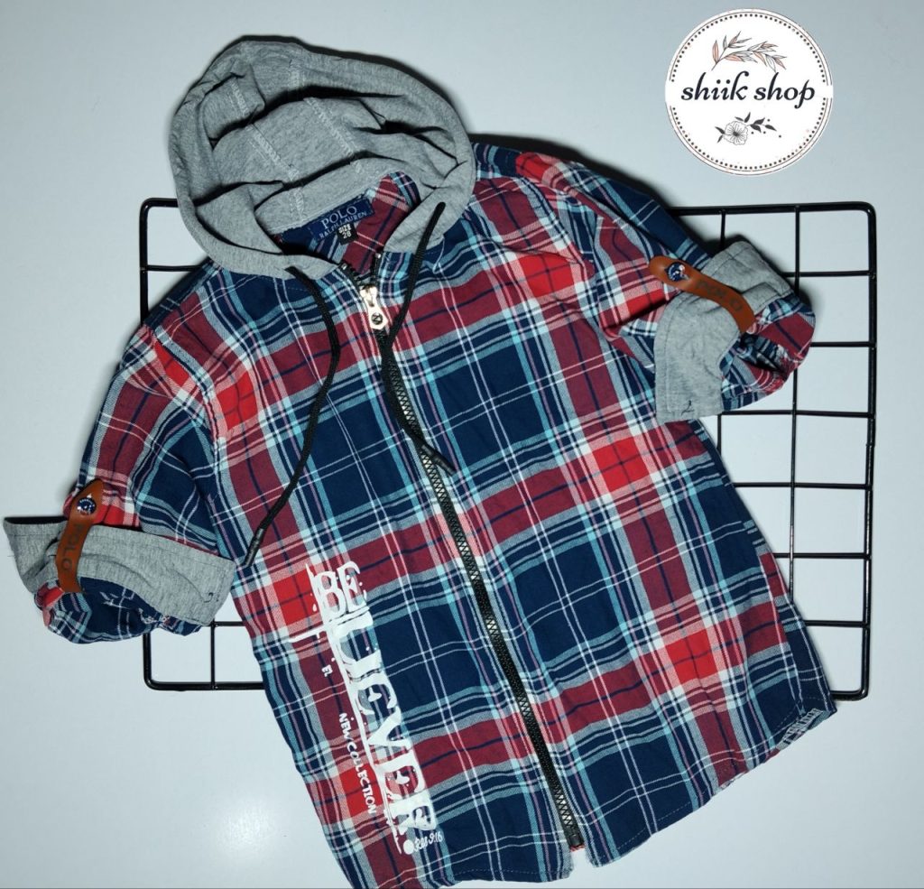 پیراهن پسرانه چهارخونه کلاه دار کالکشن عید_بهار