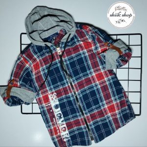 پیراهن پسرانه چهارخونه کلاه دار کالکشن عید_بهار
